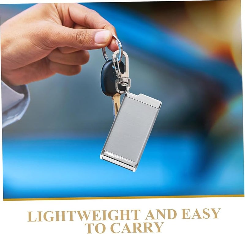 علبة سجائر محمولة مقاومة للرياح بغطاء محكم وسلسلة مفاتيح للسفر في الهواء الطلق باللون الفضي - Image 4