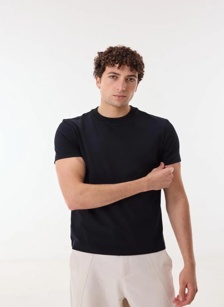 Ashita Fernandes  Jorvean Men’s Black Cotton Blend T-Shirt – Relaxed Fit, Solid, Lightweight Casual Wear for Men | Best Price UAE