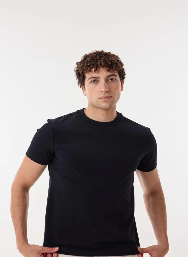 أشيتا فرنانديز Jorvean Men’s Black Cotton Blend T-Shirt – Relaxed Fit, Solid, Lightweight Casual Wear