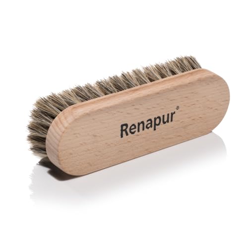 Renapur Premium Horsehair Brush - Super-Soft Bristles with Ergonomic Wooden Handle, Perfect for Polishing Leather & Cleaning Suede or Fabric Shoes/Boots. - Image 1