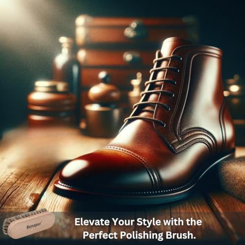 Renapur Premium Horsehair Brush - Super-Soft Bristles with Ergonomic Wooden Handle, Perfect for Polishing Leather & Cleaning Suede or Fabric Shoes/Boots. - Image 3