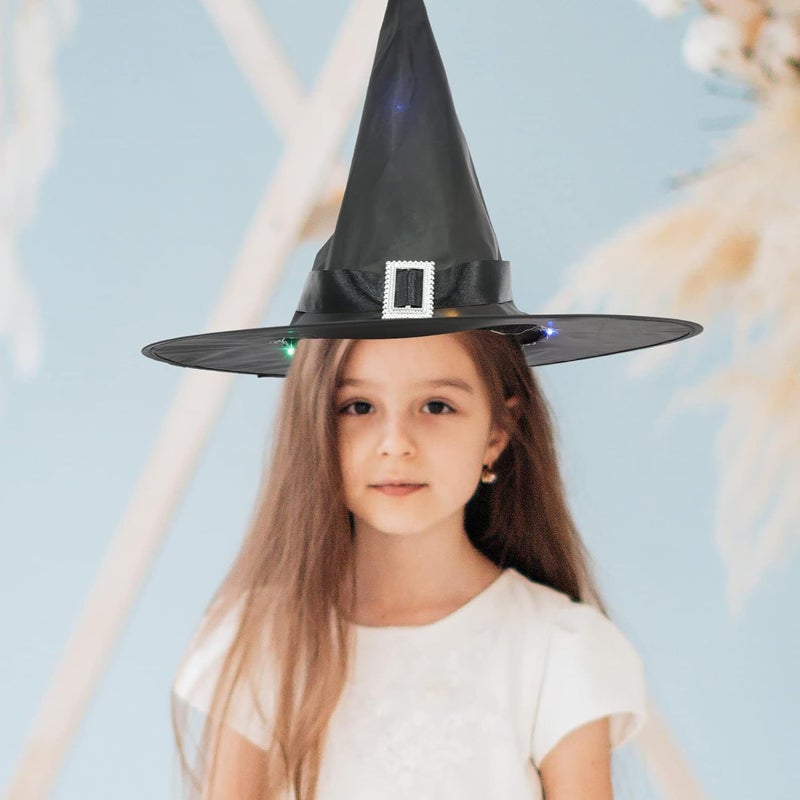 Witches Hat Halloween Witch Hat with Light Glowing Witch Hats Halloween Witch Cap Cosplay Cap for Women Halloween Outdoor Indoor Tree Garden - Image 4