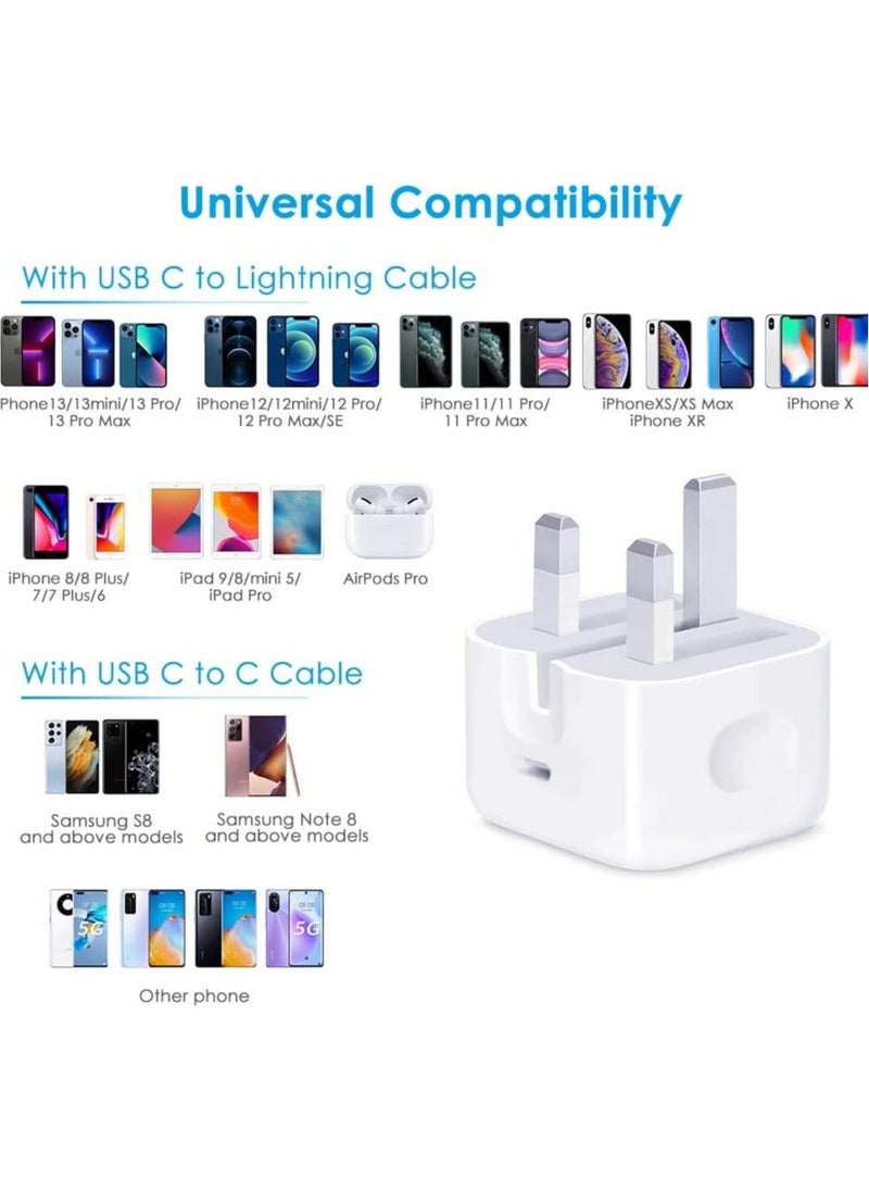 Generic - 【MFi Certified】 iPhone 20W Charger Plug and 2M USB C to Lightning Cable PD Fast Charger USB C Plug Data Lead Compatible with iPhone 14/14 Plus/14 Pro/14 Pro Max/13/12/11/11 Pro/XS Max/XR/X/8/7/iPad - Image 1