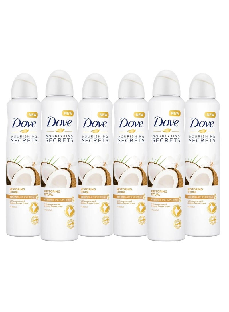 Dove Nourishing Secrets Restoring Ritual Deodorant 250ml Pack of 6 - Image 1
