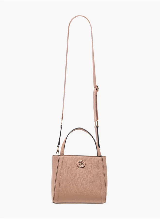 Celeste Textured Tote Bag with Zip Closure and Detachable Strap