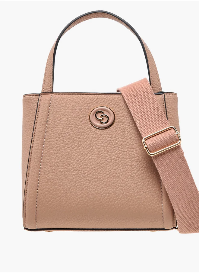 Celeste Textured Tote Bag with Zip Closure and Detachable Strap