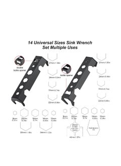 Generic 2 Pcs Multifunctional Basin Wrench, Faucet Wrench, 14 Sizes Sink Wrench Set, Faucet Plumbing Pipe Tools, Universal Under Sink Plumbers Wrench for Tight Spaces, Wrench Repair Tools for Men  - Image 3