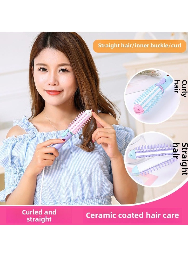 Goolsky Mini Curling Iron for Short & Medium Hair, Ceramic Hot Curler Brush 1 Inch Compact Size Mini Heated Round Brush for Travel 2-in-1 Hair Straightener & Wave Curling Wand - Image 4