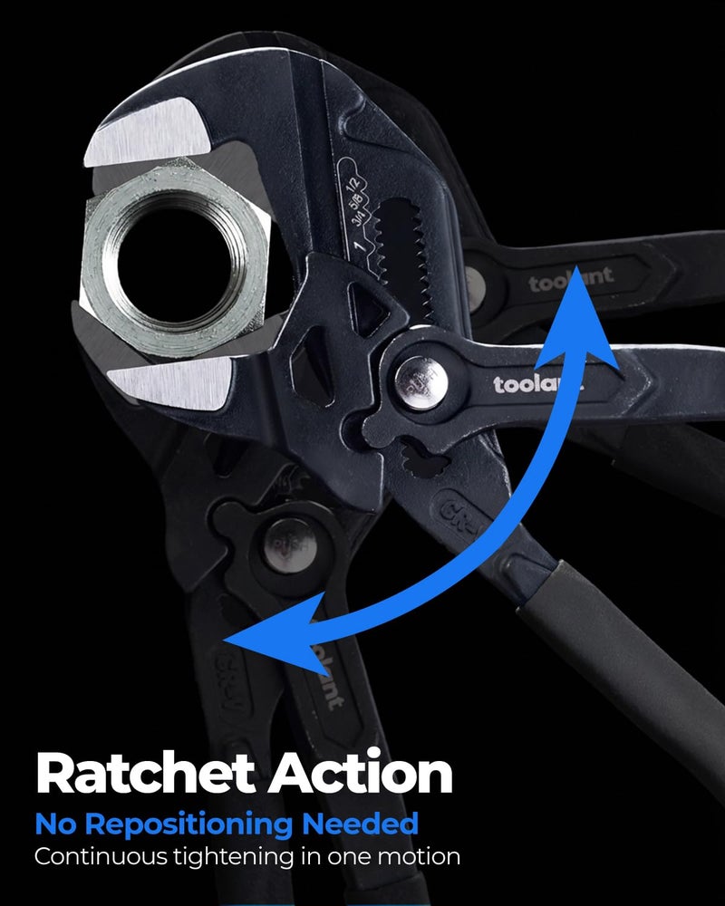 toolant 7-INCH Plier Wrench, CR-V Construction Adjustable Wrench With Pouch, Black Finish Smooth Jaw Pliers, Parallel Jaws with Comfortable Grips, Suitable for All Types of Nuts, Water Pipes, etc - Image 4