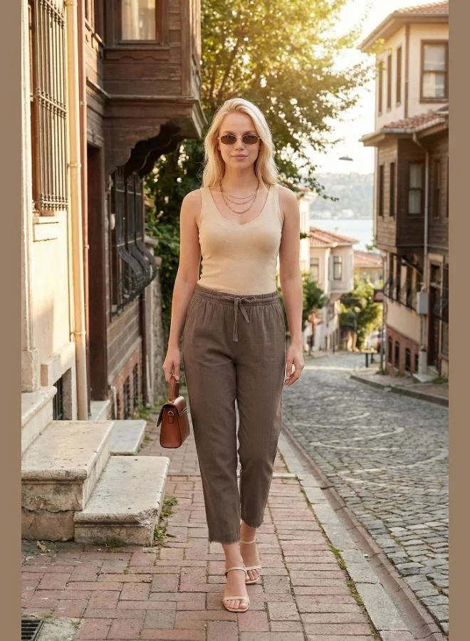 ليلا Lela Cotton Regular Waist Regular Fit Straight Leg Trousers Women's PANTS 668YP42282S4