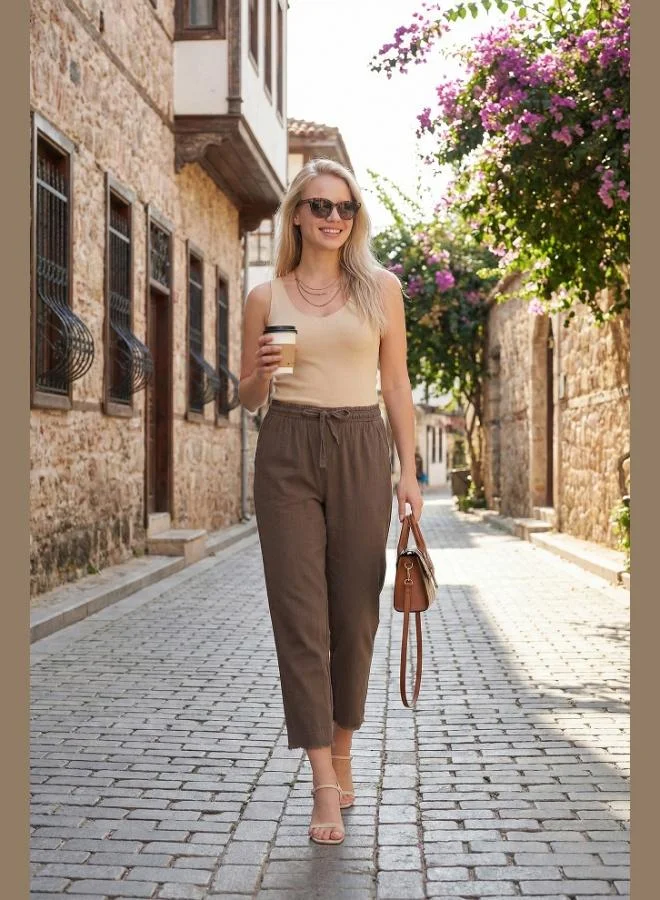 ليلا Lela Cotton Regular Waist Regular Fit Straight Leg Trousers Women's PANTS 668YP42282S4