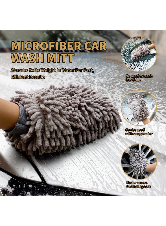 1300 GSM Car Drying Towel, Large Premium Microfiber Towels, with Car Wash Mitt, 36" x 24" & 16" x 16", Ultra-Absorbent, Streak Free, Double Twisted-Loop Cleaning Cloth - Image 5