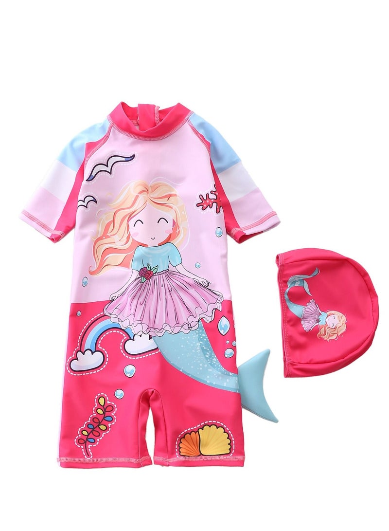 Y&D 2 piece children's swimsuit girl baby one piece surfing suit baby swimming pool girl swimsuit 100-90 cm - Image 1