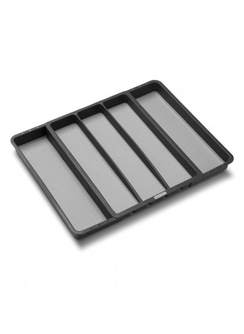 Madesmart Expandable 5-Compartment Plastic Utensil Tray for Drawers, Multipurpose Storage Tray Drawer Organizer, Granite