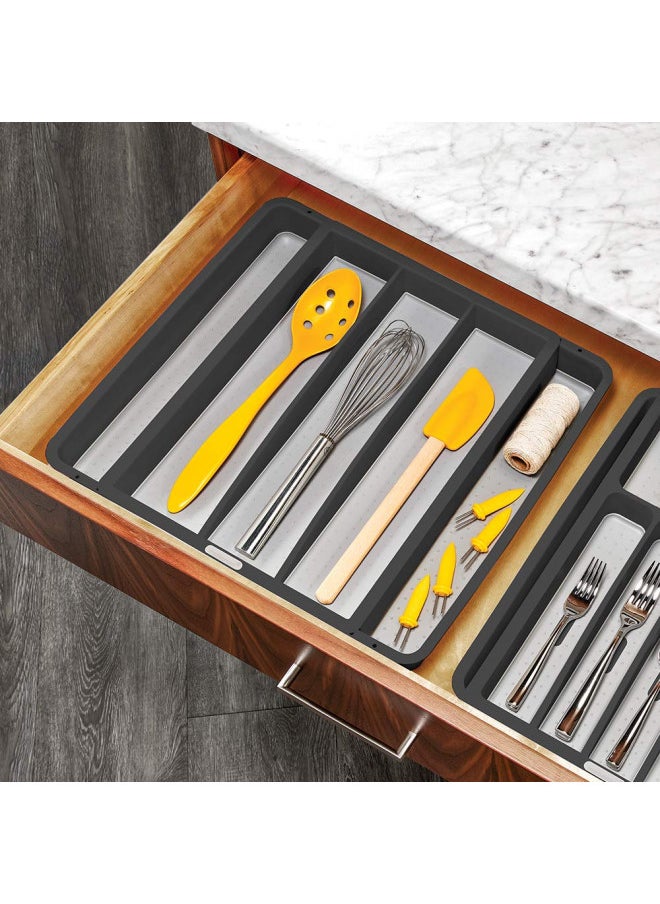 Madesmart Expandable 5-Compartment Plastic Utensil Tray for Drawers, Multipurpose Storage Tray Drawer Organizer, Granite