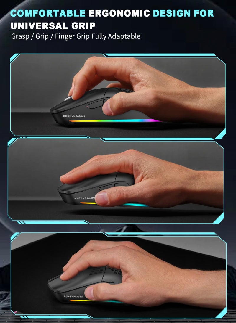 مسافر الكثبان ماوس ألعاب GE5 بتصميم خلية النحل، دقة قابلة للتعديل من 1 إلى 12800 DPI، مزود بـ 6 أزرار قابلة للبرمجة مع دعم ماكرو وبرنامج مخصص، إضاءة RGB بـ 16.8 مليون لون، تصميم مريح سلكي عبر USB بمعدل استجابة 1000 هرتز، متوافق مع الكمبيوتر وPS4 وPS5 وXbox، مثالي للاعبي فورتنايت - Image 5