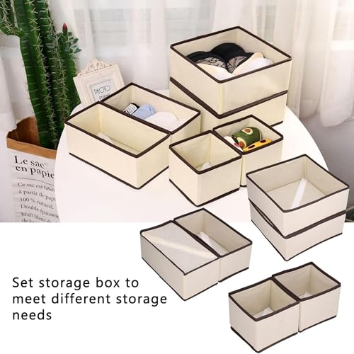 Gowloz Foldable Cloth Storage Boxes – Set of 6 (Off-White) | Non-Woven Fabric Organizers | 2 Small, 2 Medium & 2 Large | Wardrobe, Closet & Home Storage Solution - Image 3