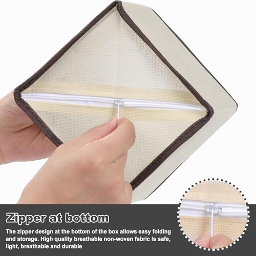 Gowloz Foldable Cloth Storage Boxes – Set of 6 (Off-White) | Non-Woven Fabric Organizers | 2 Small, 2 Medium & 2 Large | Wardrobe, Closet & Home Storage Solution - Image 4
