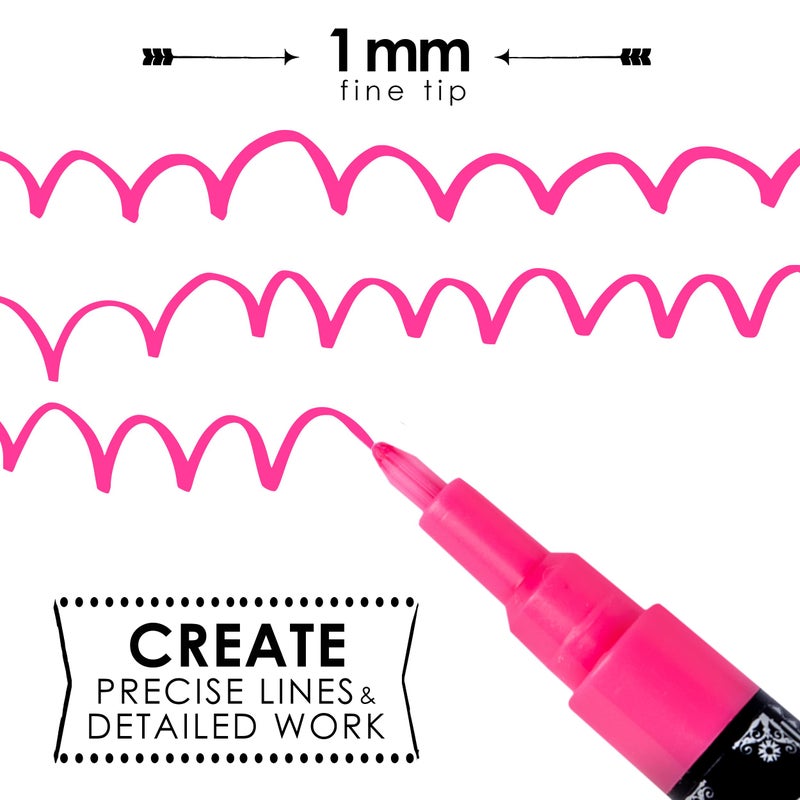Loddie Doddie Liquid Chalk Markers - Pack of 24, 1mm Fine Tip, Multicolor - Erasable Non-Toxic Ink & Window Markers - Smooth Fine Lines with Chalk Paint Finish for Vendor Booth Display Items - Image 3