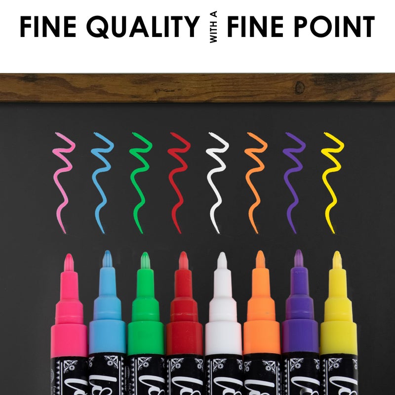 Loddie Doddie Liquid Chalk Markers - Pack of 24, 1mm Fine Tip, Multicolor - Erasable Non-Toxic Ink & Window Markers - Smooth Fine Lines with Chalk Paint Finish for Vendor Booth Display Items - Image 5