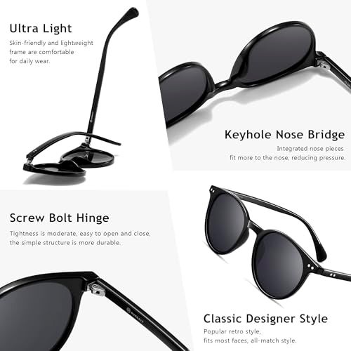 SUNGAIT Women's Classic Vintage Round Polarized Sunglasses Retro Style UV400 SGT167-LHH - Image 3
