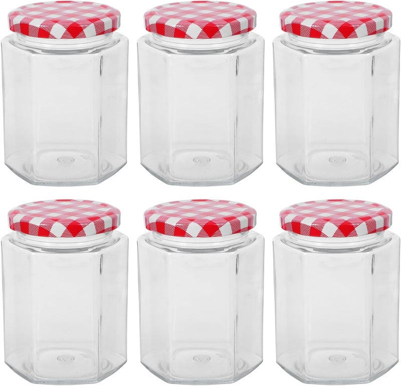 6pcs 250ml Small Airtight Glass Jars with Lids for Food Storage and Craft Use – Hexagon Mason Jars for Jam, Pickles, Candle Making, and Kitchen Organization - Image 1