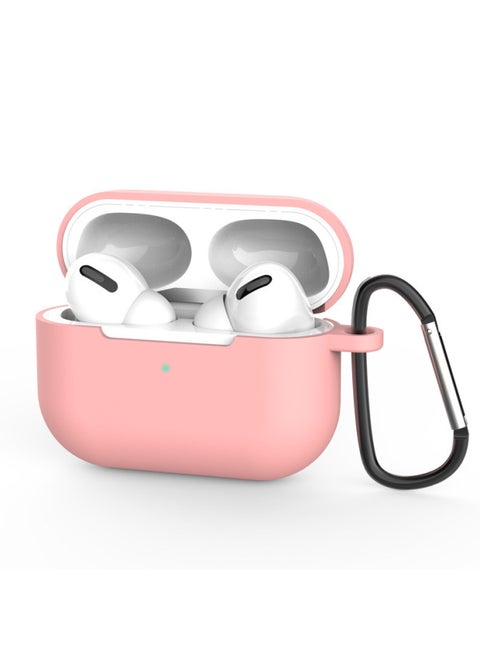 Airpods Pro Headphone Case For Apple 3 Generation Bluetooth Headset Silicone Protective Case Airpods Protective Case-Colour:Pink + Anti-lost Buckle-Applicable Model:Airpods Pro