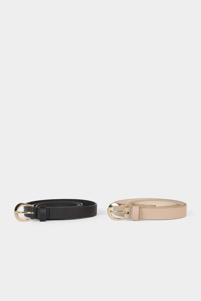 Defacto Woman Oval Buckle Faux Leather Dual