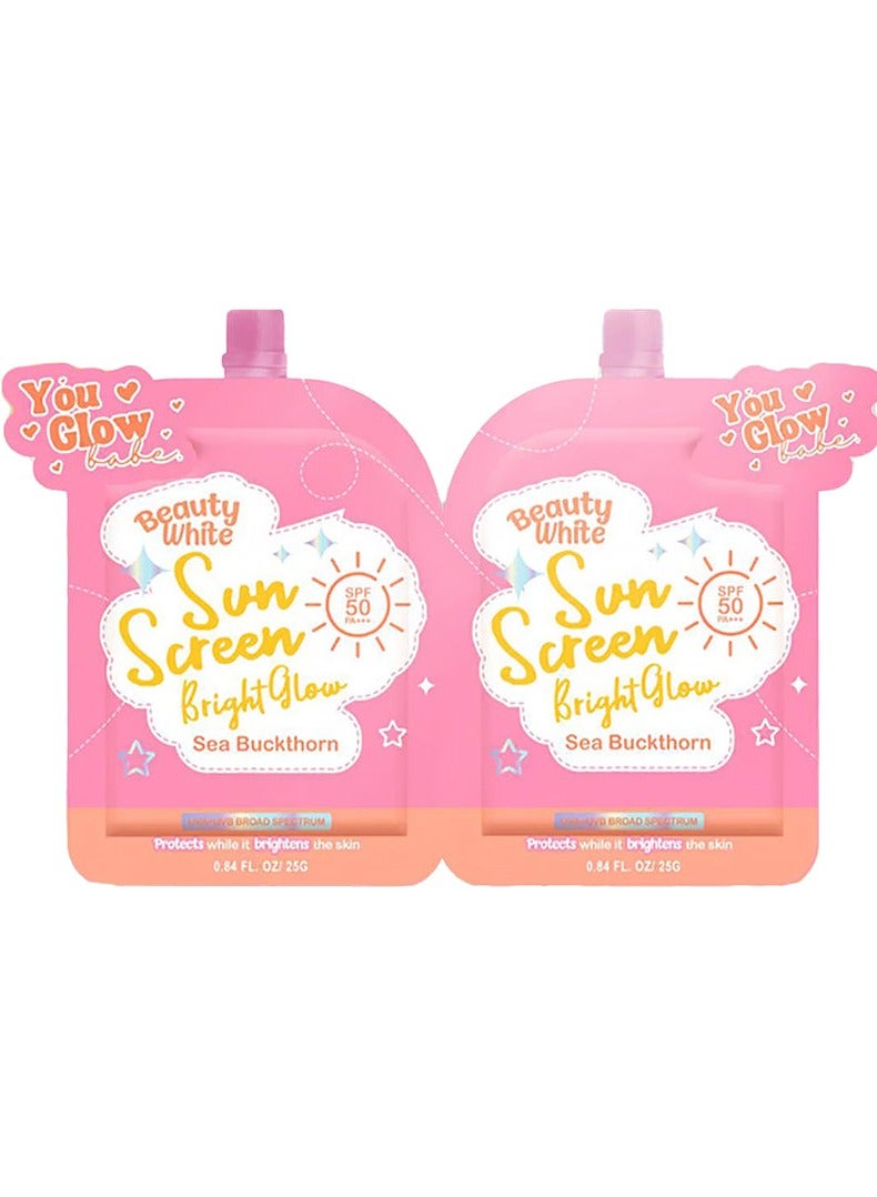 جلو مجموعة زجاجات واقي شمس بيتي وايت – برايت جلو SPF 50 PA+++ مع حمض الشاي البحري | حماية خفيفة الوزن من الأشعة فوق البنفسجية وتفتيح البشرة - Image 1