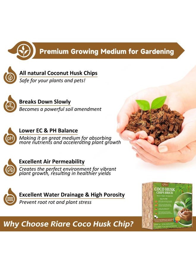 Riare 10LBS Coco Chips Substrate for Plants- 100% Organic Coconut Husk Chips with Low EC and pH Balanced, High Expansion Coconut Substrate Coco Husk Mulch for Garden Flowers, Herbs, Planting - Image 3