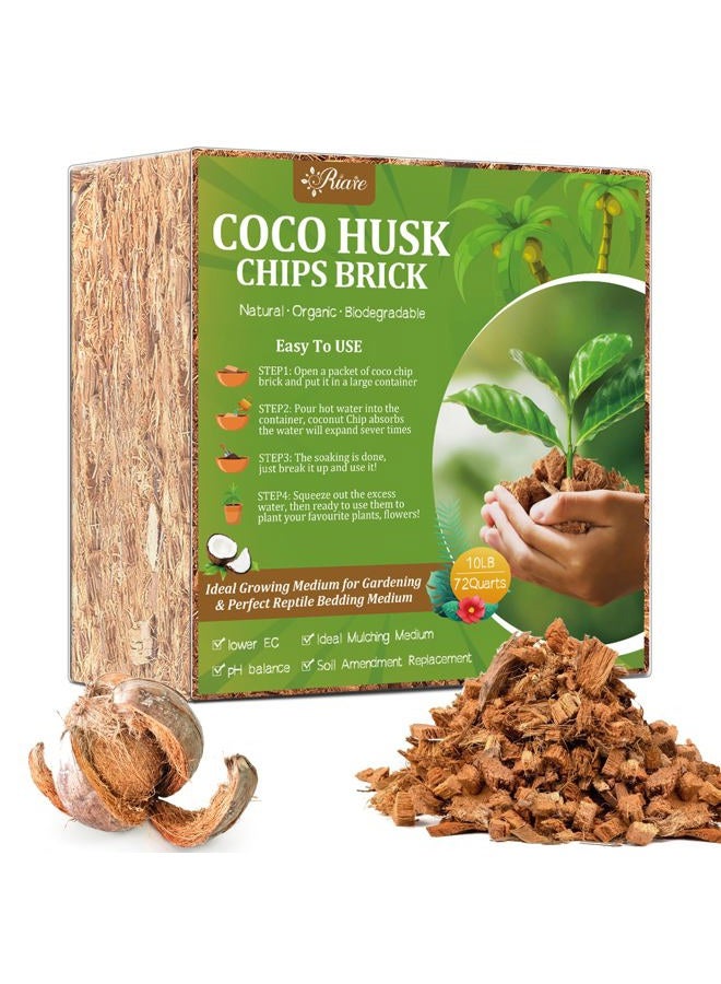 Riare 10LBS Coco Chips Substrate for Plants- 100% Organic Coconut Husk Chips with Low EC and pH Balanced, High Expansion Coconut Substrate Coco Husk Mulch for Garden Flowers, Herbs, Planting - Image 1