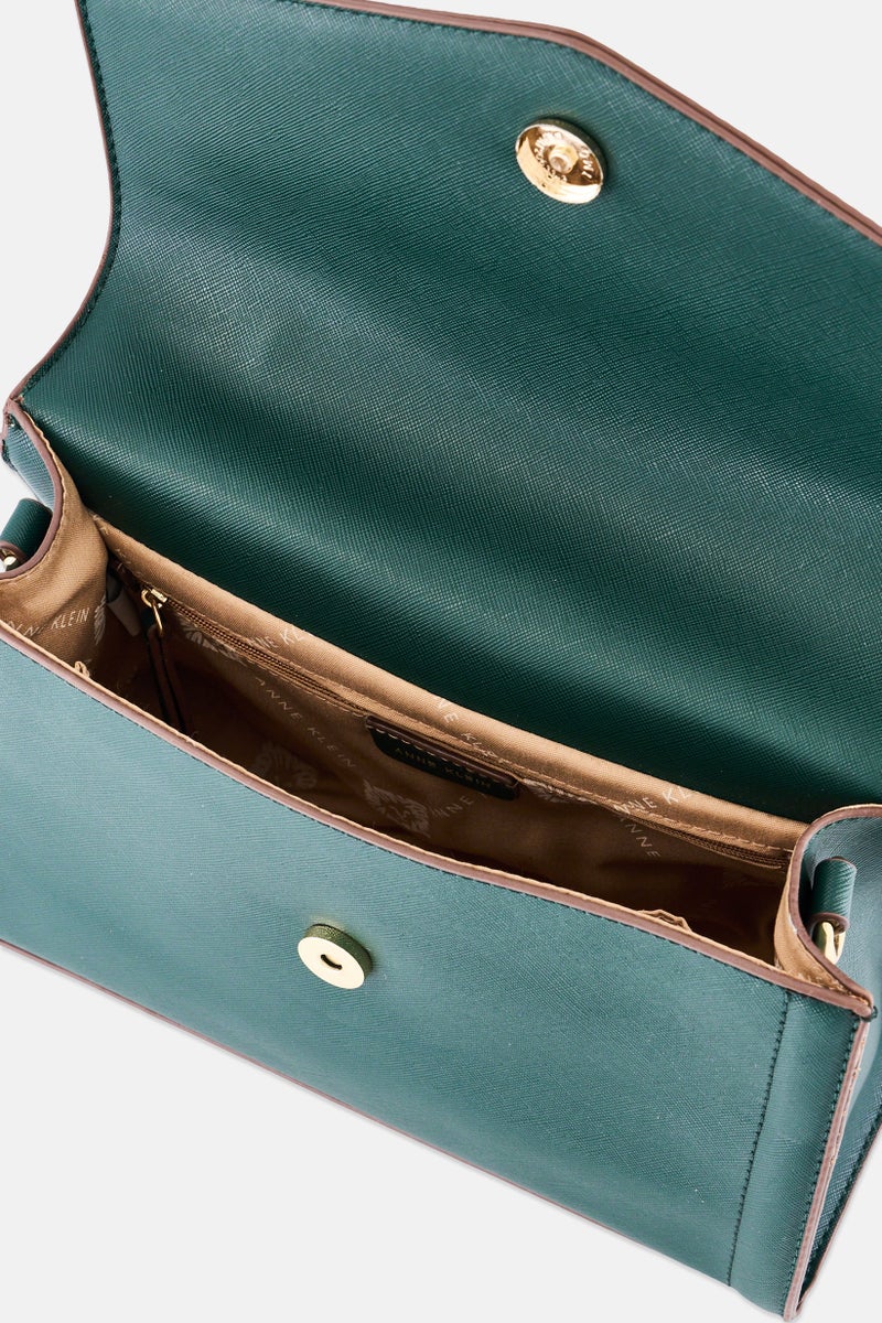 ANNE KLEIN Women Brand Logo Cross Body Bag, Green - Image 4