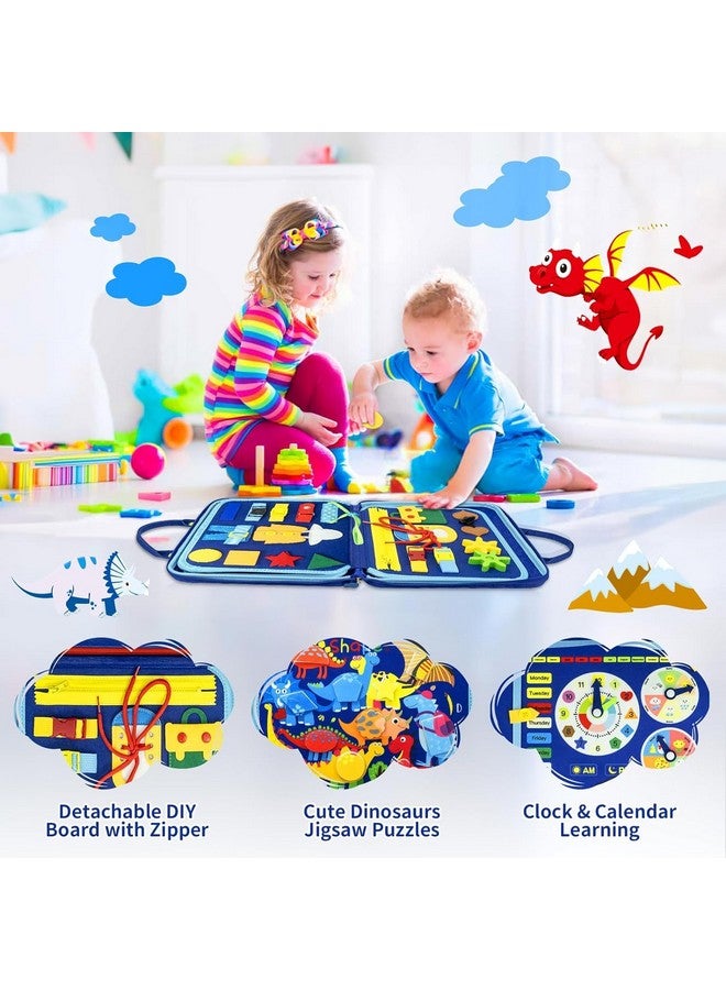 Slipps Busy Board Montessori Toys for Toddlers 1 2 3 4 Year-Busy Book Board Travel Toy for Plane Car, Birthday Gift for Boys Girls-Preschool Educational Learning Sensory Activity Motor Skills (Blue) - Image 4