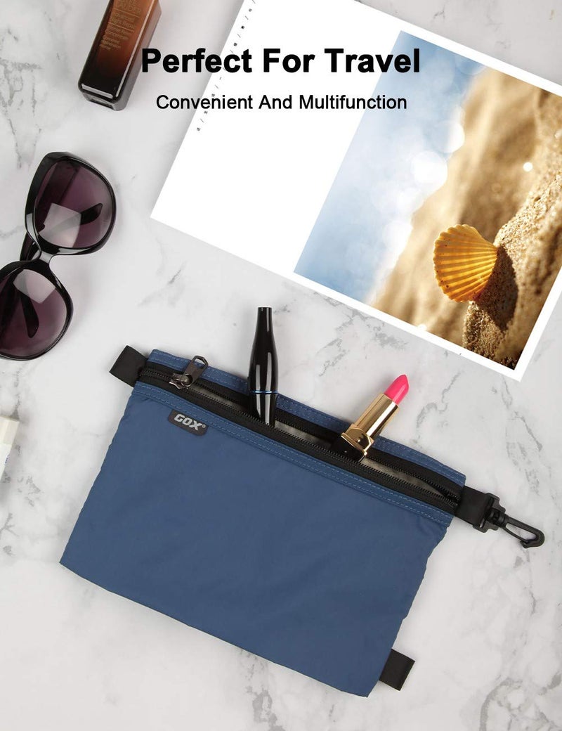 GOX Travel Toiletry Bag Carry On Zipper Pouch Cosmetic Kit Makeup Digital Bag Water Resistant Nylon（navy … - Image 2