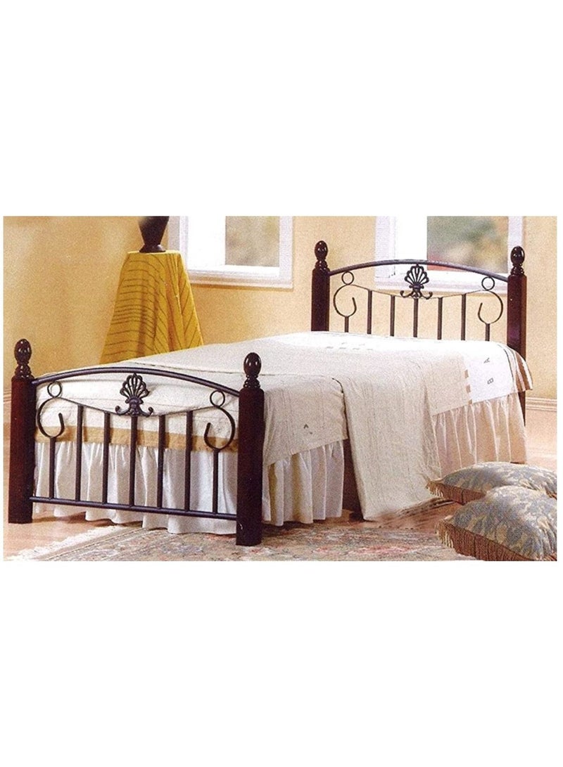 SULSHA Wooden And Steel Durable Single Bed For Home Brown 190x90x15cm  - Image 1