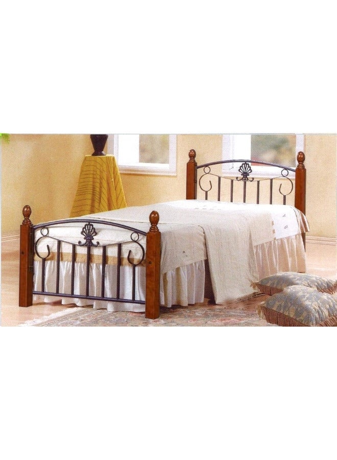 SULSHA Wooden And Steel Durable Single Bed For Home Brown 190x90x15cm  - Image 3