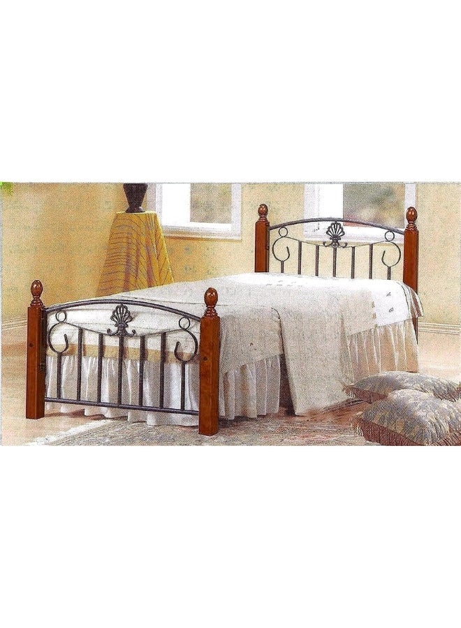 SULSHA Wooden And Steel Durable Single Bed For Home Brown 190x90x15cm  - Image 4