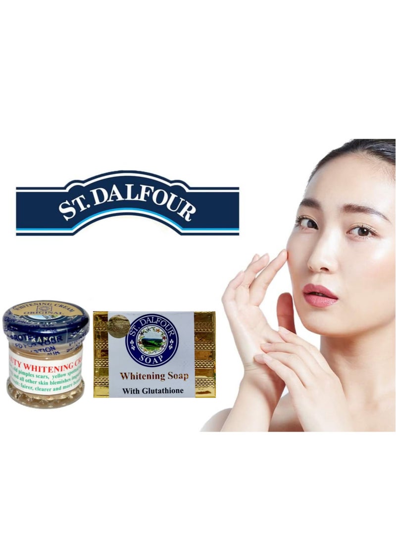 مجموعة St Dalfour Radiance Duo: صابون تبييض مع الجلوتاثيون وفيتامين C و E + كريم تبييض Excel Beauty - pzsku/Z1937E7014C07BA88CF1CZ/45/1741517880/5ba55b96-f587-4383-b739-8838393f1fbd