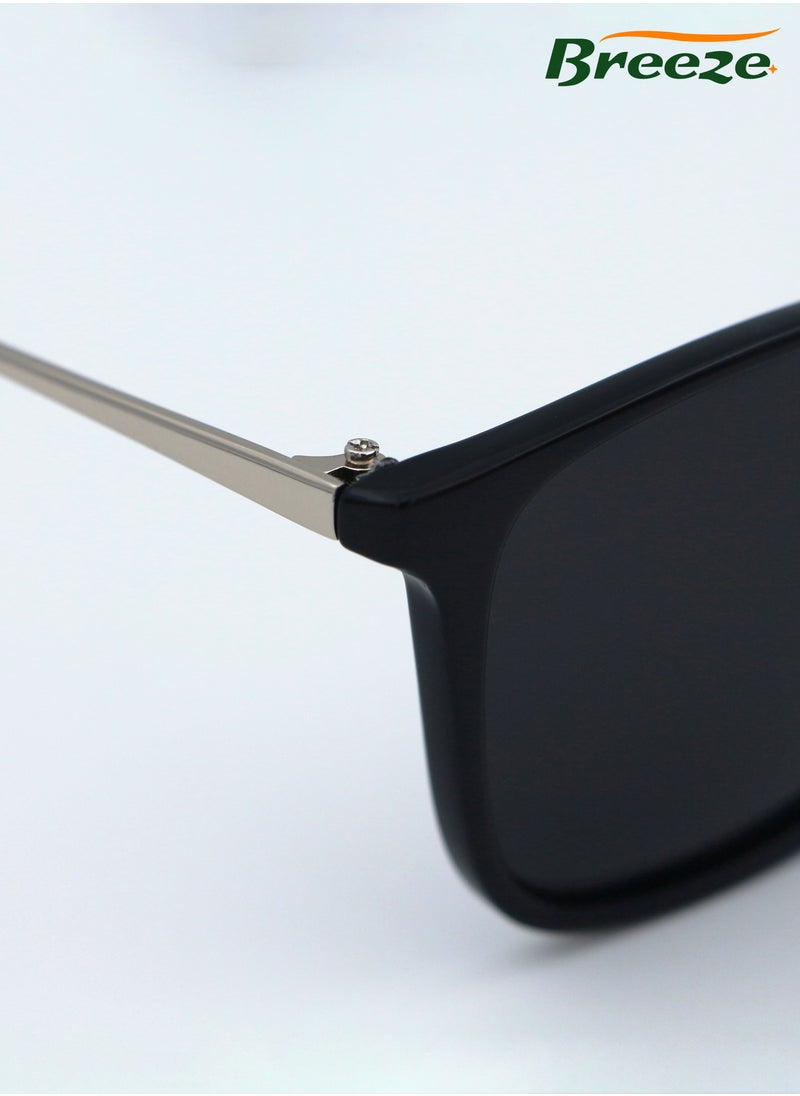 Breeze Polarized Sunglasses for men and women Eye UV protection Retro frame Black eyewear  - Image 5