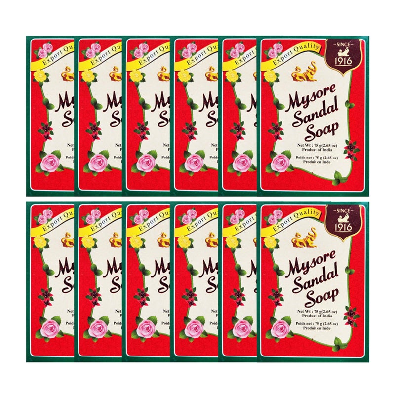 Mysore Sandal صابون خشب الصندل من ميسور 75 جرام (عبوة من 12) - Image 2