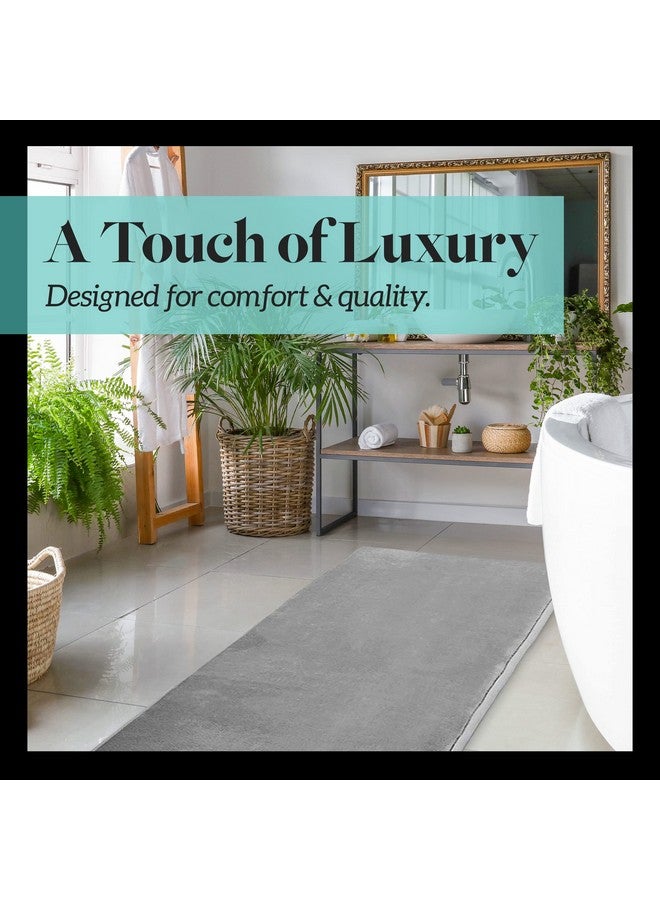 Genteele Memory Foam Bath Mat Non Slip Absorbent Super Cozy Velvet Bathroom Rug Carpet (20 inches X 32 inches, Grey) - Image 3