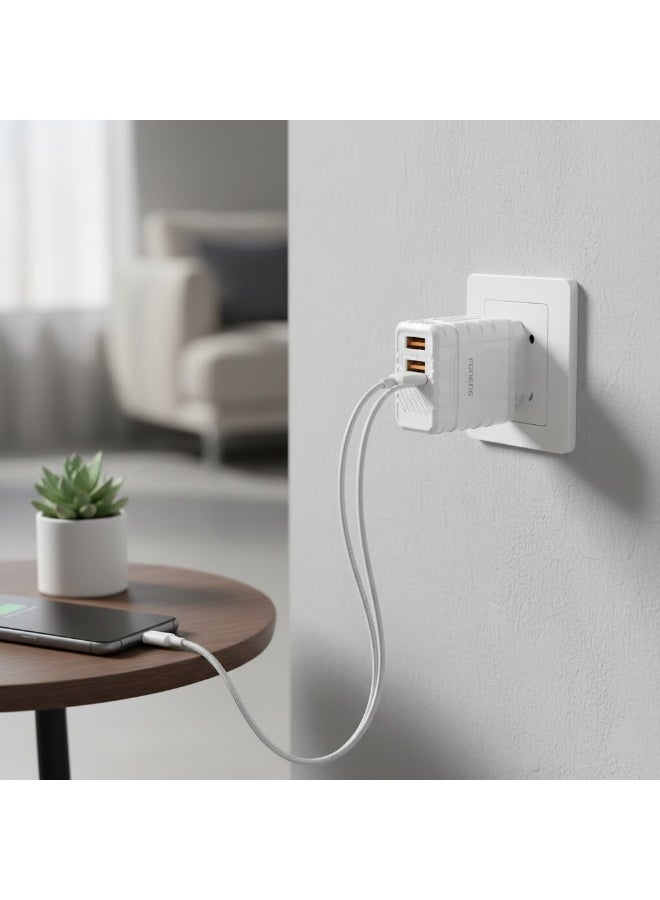 فونينج شاحن FONENG EU57 ثنائي USB‏ – شحن سريع 2.4A لكل منفذ – أمان عالي مع شريحة IC – استخدام عالمي بقدرة 12W - Image 5
