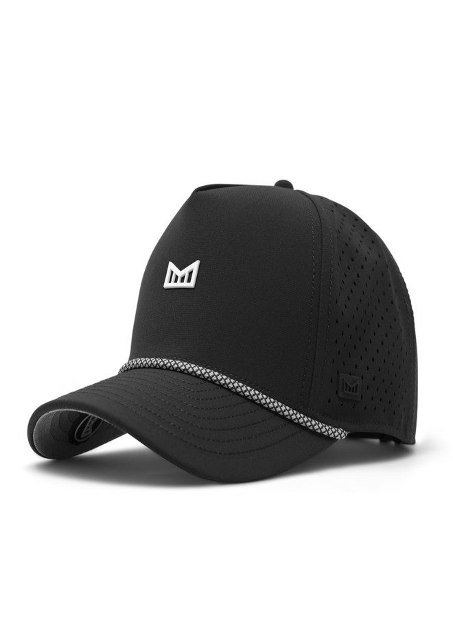 melin Odysea Rope Bulls Icon Hydro, Black, Trucker and Rope Hat, Performance Hat for Men & Women, Water-Resistant Fitted Baseball Cap, Small - Image 1