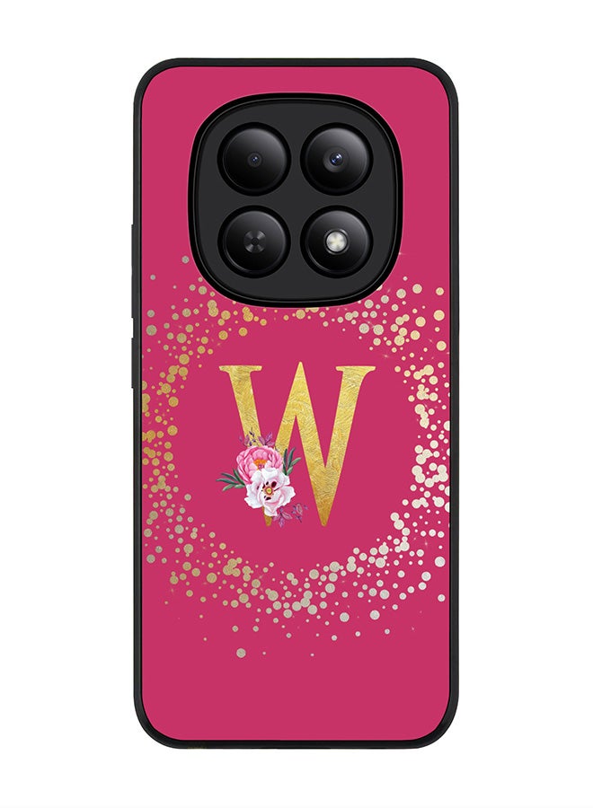 For Xiaomi Redmi Note 15 4G Case,Slim fit Camera Protection, Shockproof Thin Phone cover  - Custom Monogram Floral - W ( Deep Pink )