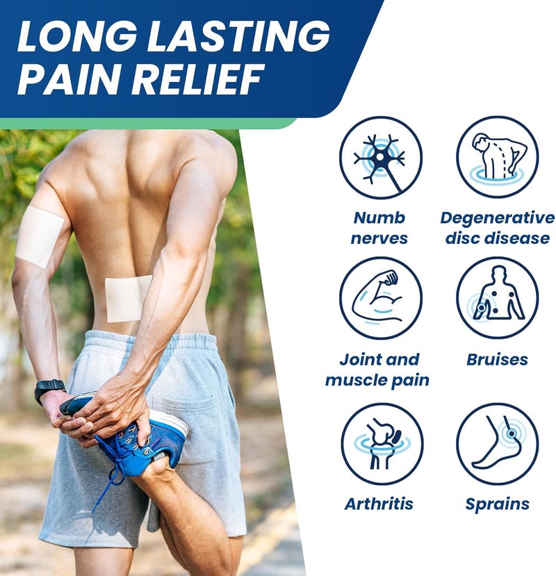 Sumifun لصقات سومي فون 4 ليدوكائين بالإضافة إلى 1 منتول لتخفيف الألم - أقصى قوة لتخفيف آلام الظهر لآلام الرقبة والركبة والمفاصل وآلام الأعصاب والكتف - عدد كبير 18 - Image 3