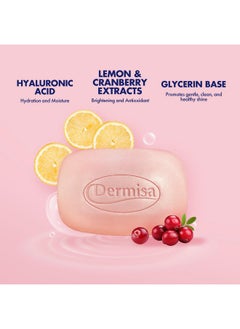 DERMISA Dermisa Super Plus Brightening Bar | with Hyaluronic Acid and Lemon & Cranberry Extract | No Parabens, No Sulfates | 3 OZ Bar | 3-Pack  - Image 2