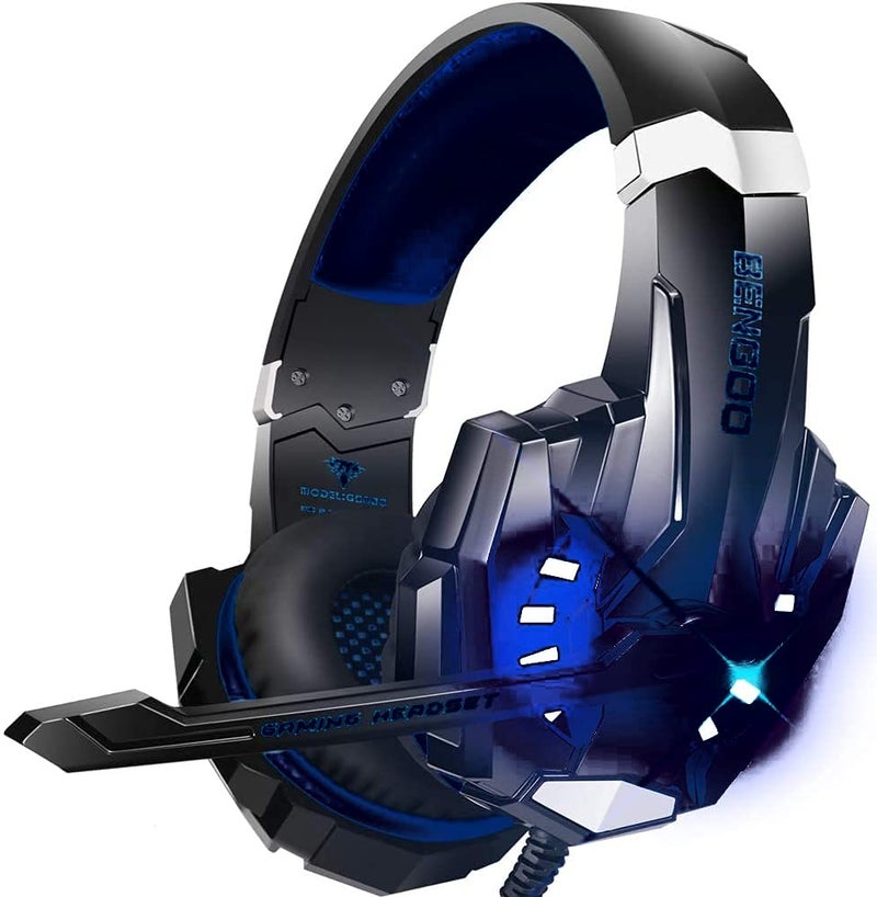 BENGOO G9000 Stereo Gaming Headset for PS4 PC Xbox One PS5 Controller, Noise Cancelling Over Ear Headphones with Mic, LED Light, Bass Surround, Soft Memory Earmuffs for Laptop Mac - Black - Image 4