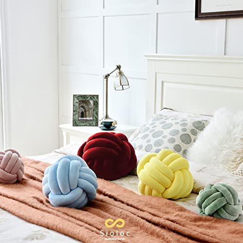 Sioloc Soft Knot Ball Pillows,Round Throw Pillow Cushion Home Decoration Plush Pillow,Throw Knotted Pillow Handmade Round Plush Pillow（7.8inches,Green） - Image 3
