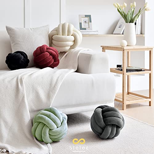 Sioloc Soft Knot Ball Pillows,Round Throw Pillow Cushion Home Decoration Plush Pillow,Throw Knotted Pillow Handmade Round Plush Pillow（7.8inches,Green） - Image 2