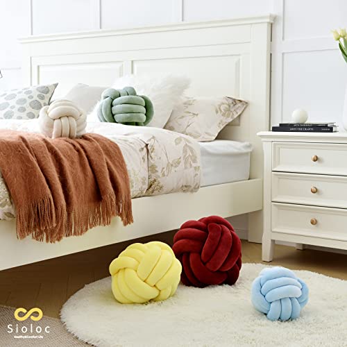 Sioloc Soft Knot Ball Pillows,Round Throw Pillow Cushion Home Decoration Plush Pillow,Throw Knotted Pillow Handmade Round Plush Pillow（7.8inches,Green） - Image 4